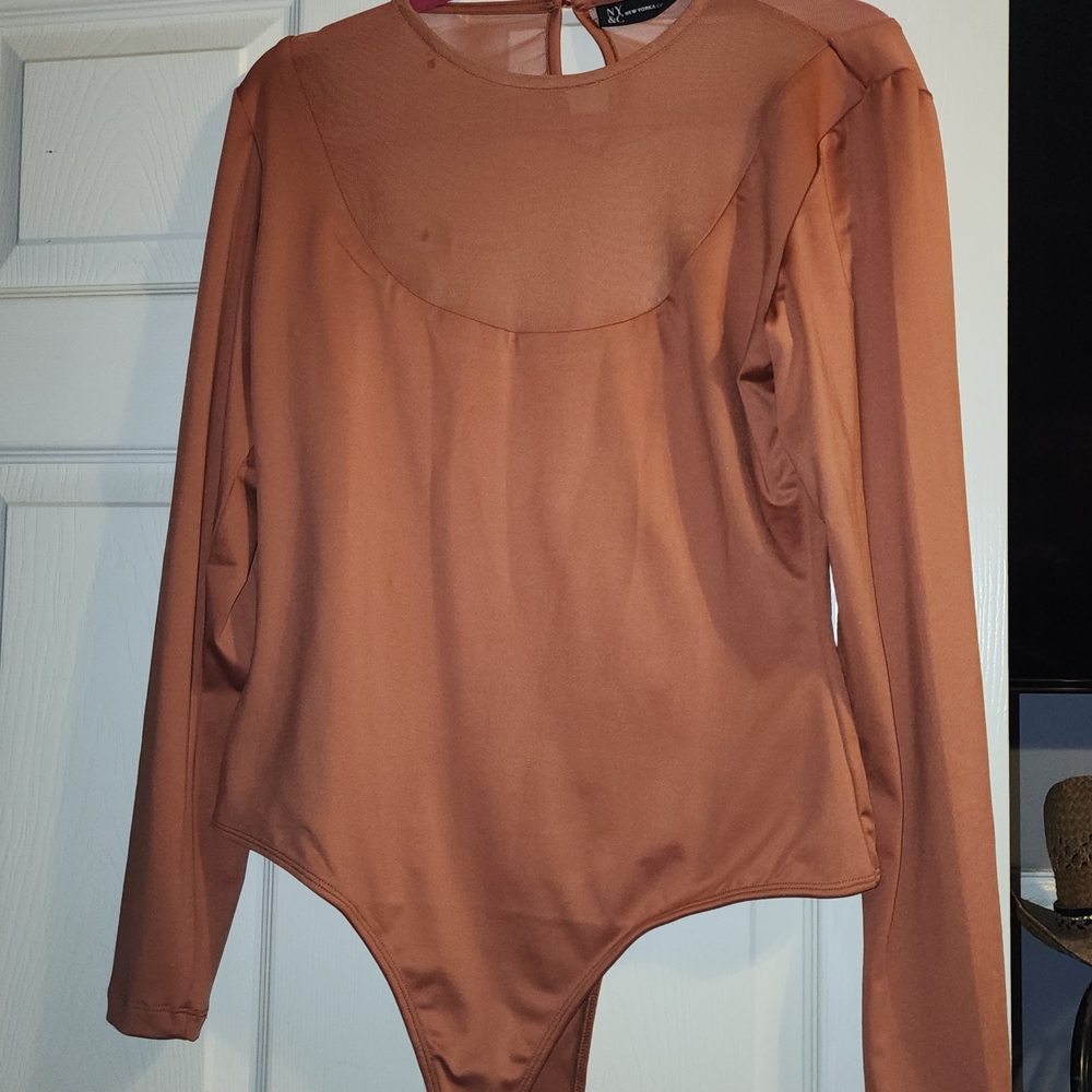 New Ny & Co. Rust Long Sleeve Bodysuit